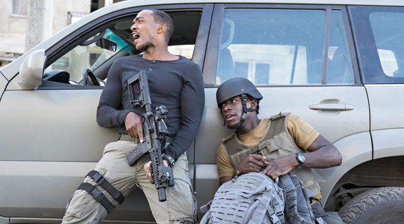 Anthony Mackie and Damson Idris in Netflix's "Outside the Wire" (2021)