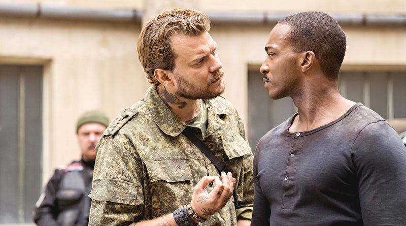 Anthony Mackie and Pilou Asbæk in Netflix's "Outside the Wire" (2021)