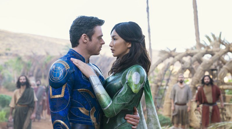 Sersi (Gemma Chan) and Ikaris (Richard Madden) in Marvel Studios' "Eternals" (2021)