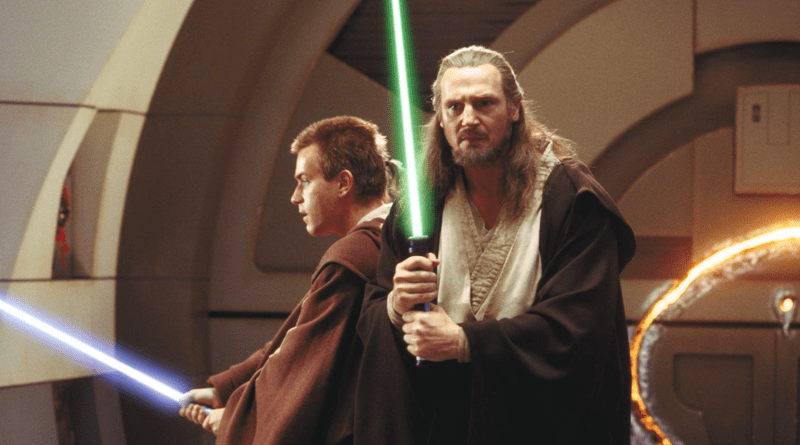 Qui-Gon Jinn (Liam Neeson) and Obi-Wan Kenobi (Ewan McGregor) in "Star Wars: Episode I - The Phantom Menace" 25th anniversary re-release