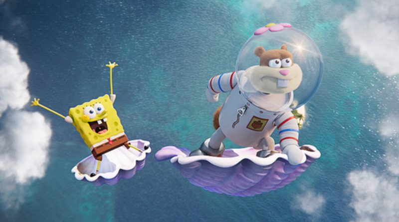 Sandy Cheeks (voiced by Carolyn Lawrence) and SpongeBob (Tom Kenny) in Netflix's "Saving Bikini Bottom: The Sandy Cheeks Movie" (2024)