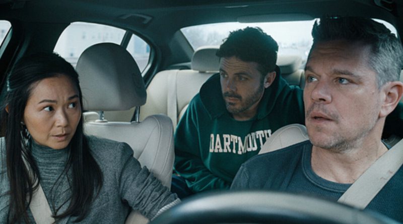 Matt Damon, Casey Affleck and Hong Chau in Apple TV+'s "The Instigators" (2024)