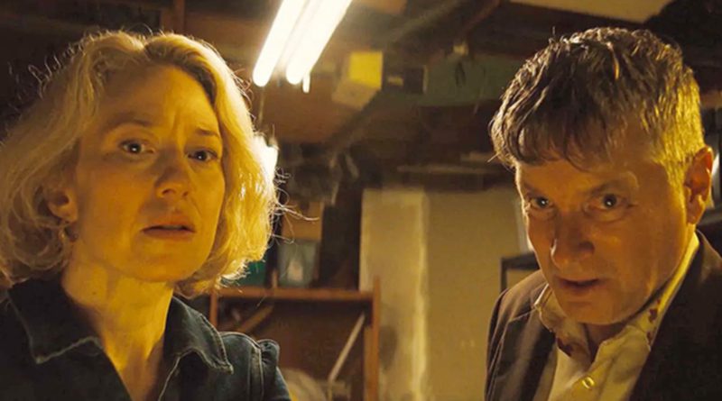 Shea Whigham and Carrie Coon in "Lake George" (2024)