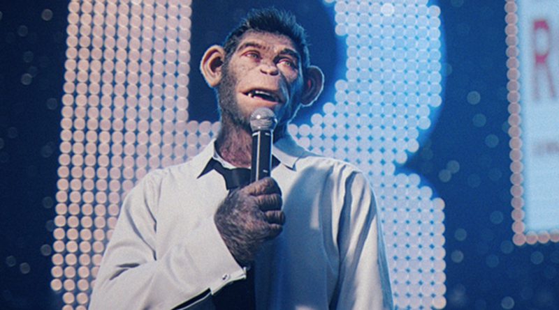 Robbie Williams playing himself in the form a CGI chimp in "Better Man" (2024)